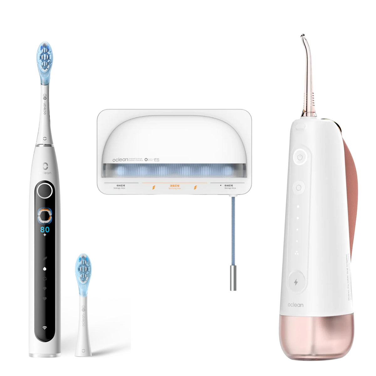 Zestaw Oclean X Pro 20 + irygator W10 + uchwyt dezynfekujący S1